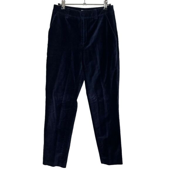 ANINE BING Ella Velvet Trousers Women’s Size XS Ink Blue Tapered High Waist - Picture 1 of 14